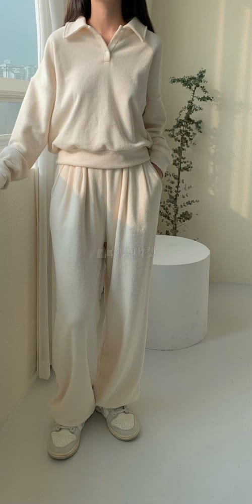 ALAMODE - Korean Children Fashion - #Kfashion4kids - Terry Fleece Top Bottom Set - 2
