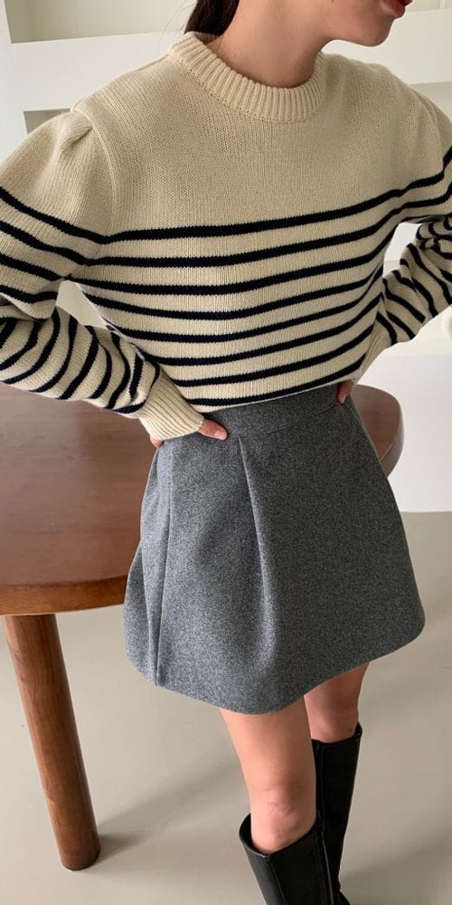 ANOTHER PLAIN - Korean Children Fashion - #Kfashion4kids - Stripes Puff Knit Tee - 2