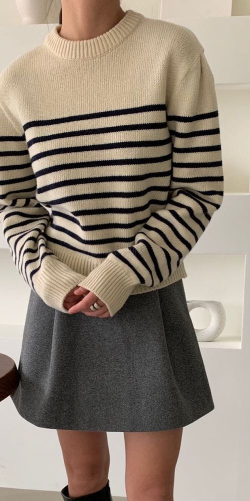 ANOTHER PLAIN - Korean Children Fashion - #Kfashion4kids - Stripes Puff Knit Tee - 3