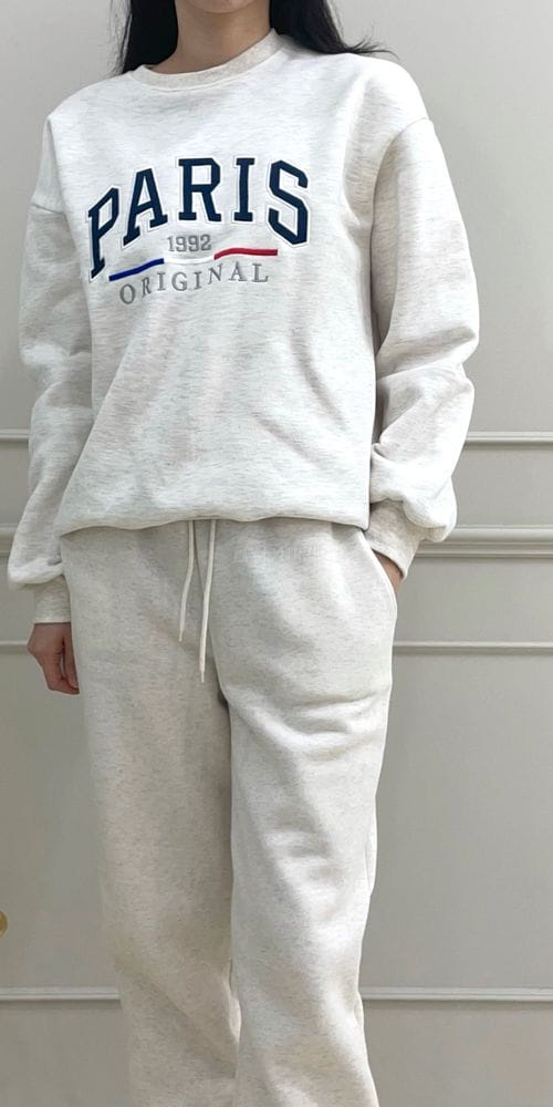 ANOTHERPLAN - Korean Children Fashion - #Kfashion4kids - Paris Fleece Top Bottom Set - 2