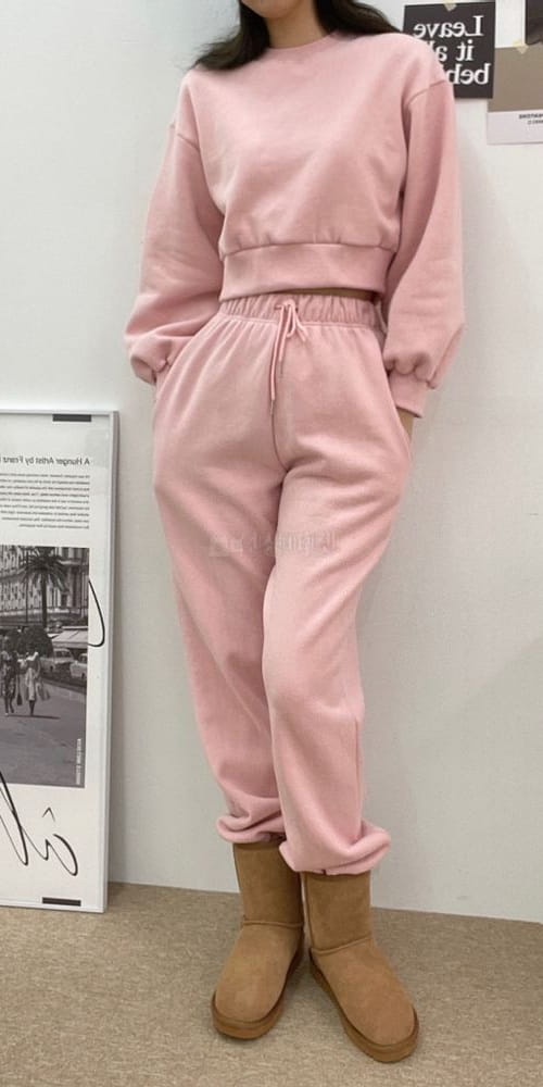 BBOD - Korean Children Fashion - #Kfashion4kids - Fleece Sweatshirt Jogger Pants Set - 4