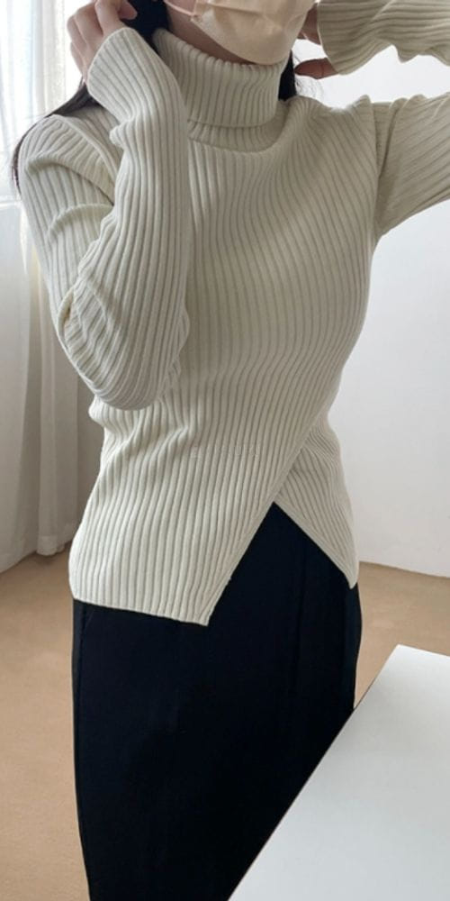 BETTER - Korean Children Fashion - #Kfashion4kids - Wrap Rib Turtleneck Knit