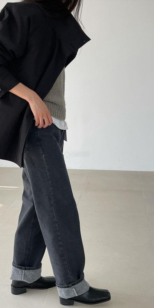 BETTER - Korean Children Fashion - #Kfashion4kids - Clean Fleece Black Jeans
