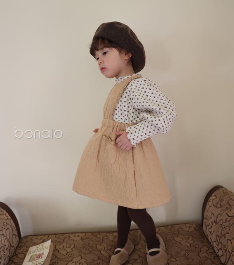 BONALOI - Korean Children Fashion - #Kfashion4kids - Waffle Fleece Flower Tee