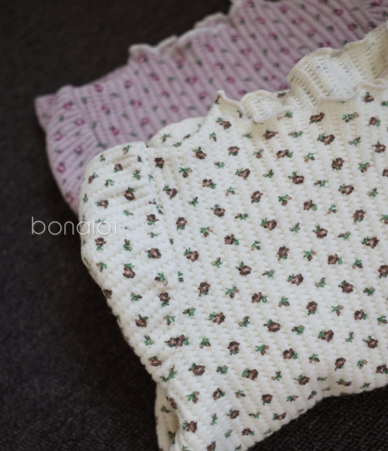 BONALOI - Korean Children Fashion - #Kfashion4kids - Waffle Fleece Flower Tee - 2
