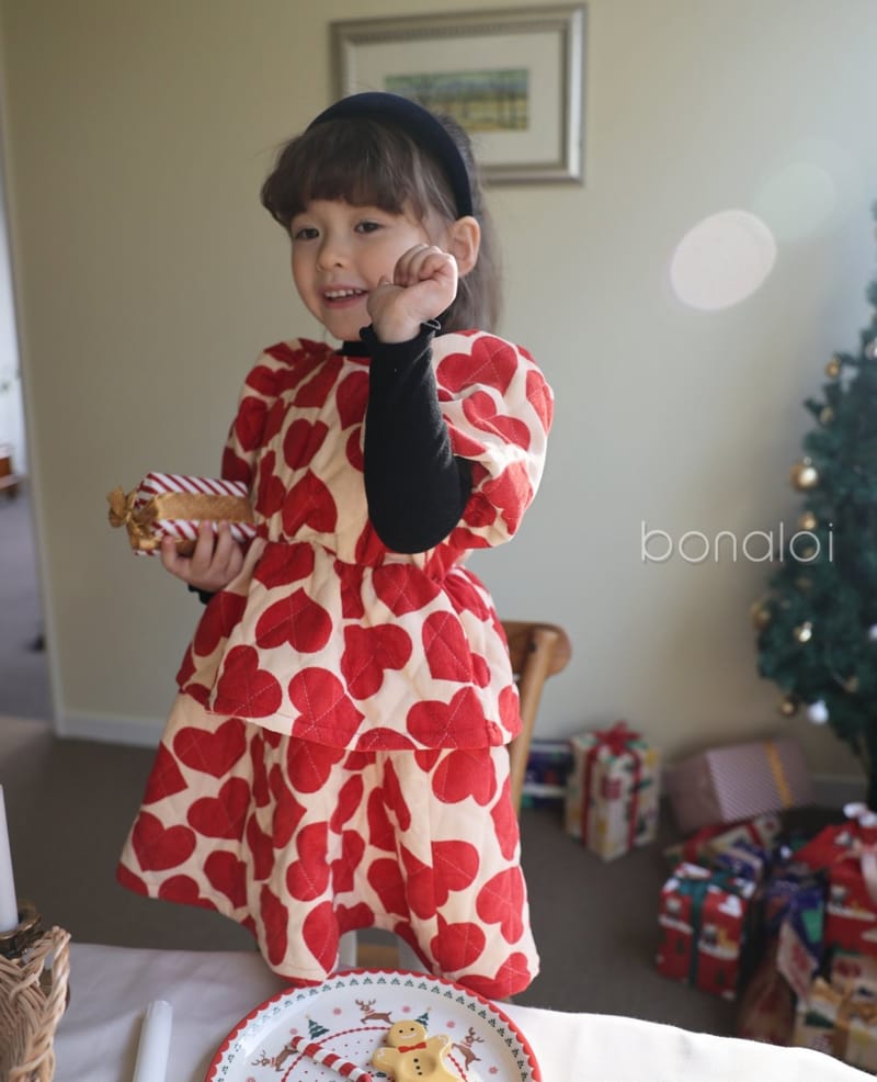 BONALOI - Korean Children Fashion - #Kfashion4kids - Heat Heart One-piece - 2