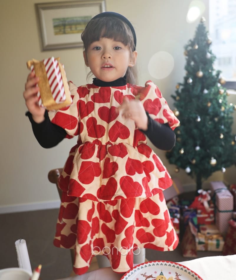 BONALOI - Korean Children Fashion - #Kfashion4kids - Heat Heart One-piece - 3