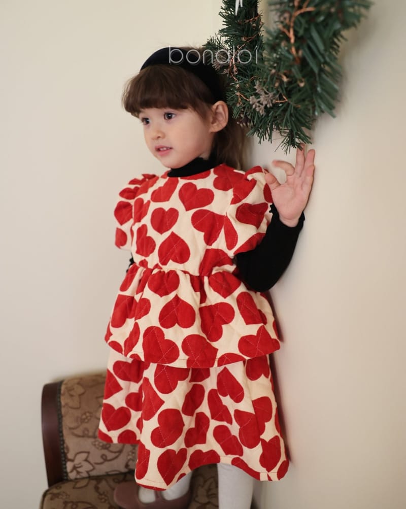 BONALOI - Korean Children Fashion - #Kfashion4kids - Heat Heart One-piece - 6