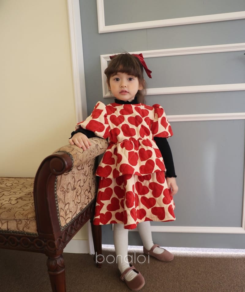 BONALOI - Korean Children Fashion - #Kfashion4kids - Heat Heart One-piece - 8