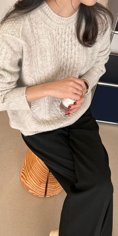 BOWEN - Korean Children Fashion - #Kfashion4kids - Whole Gament Cable Knit - 9