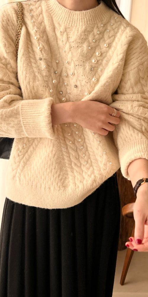 BOWEN - Korean Children Fashion - #Kfashion4kids - Alpaca Pearl Knit Tee - 8
