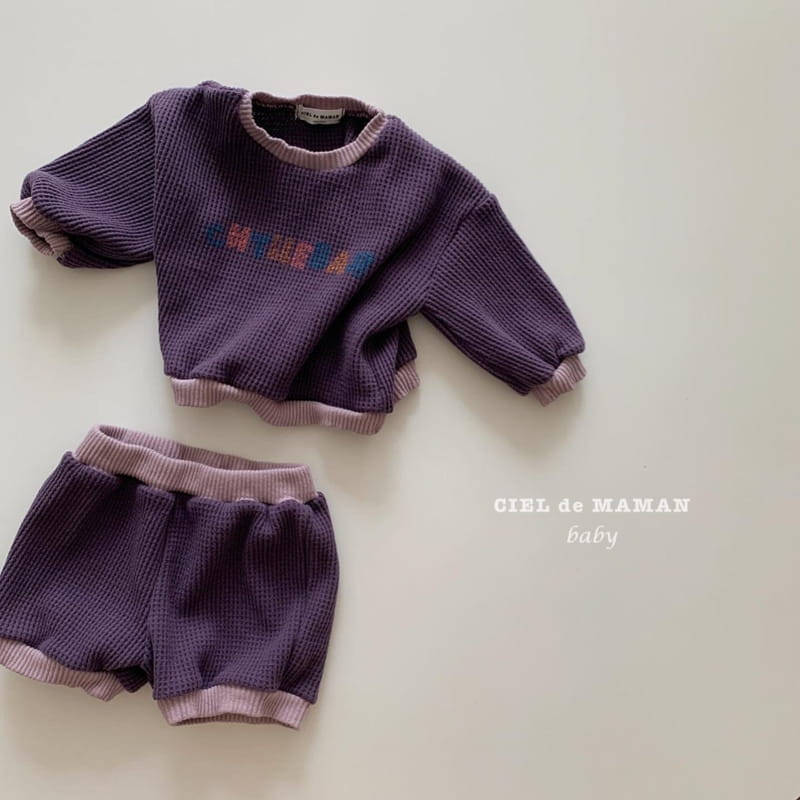 CIEL DE MAMAN - Korean Children Fashion - #Kfashion4kids - Fleece Waffle Top Bottom Set