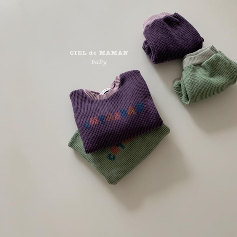 CIEL DE MAMAN - Korean Children Fashion - #Kfashion4kids - Fleece Waffle Top Bottom Set - 6