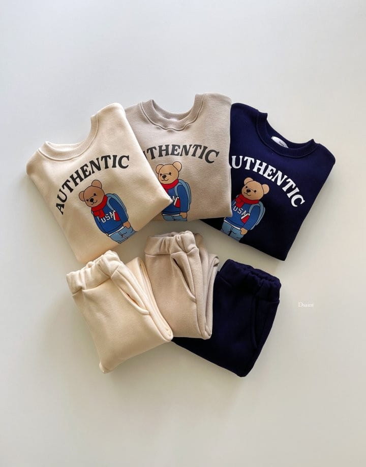 DSAINT - Korean Children Fashion - #Kfashion4kids - Bear Student Top Bottom Set