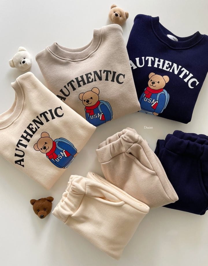 DSAINT - Korean Children Fashion - #Kfashion4kids - Bear Student Top Bottom Set - 2
