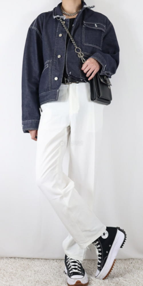 EARN - Korean Children Fashion - #Kfashion4kids - Unbalance Crop Denim Jacket - 6
