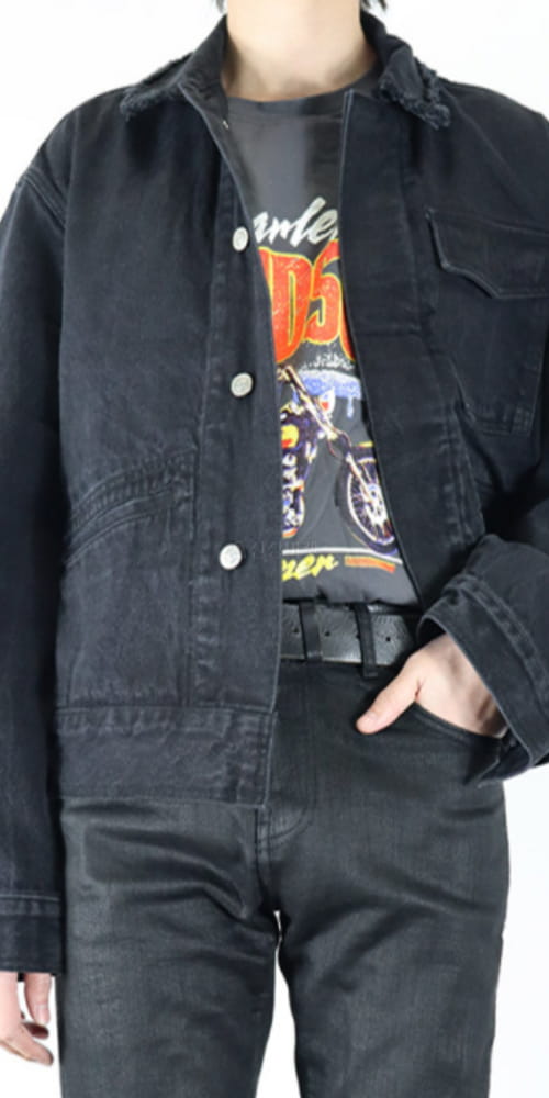EARN - Korean Children Fashion - #Kfashion4kids - Unbalance Crop Denim Jacket - 7