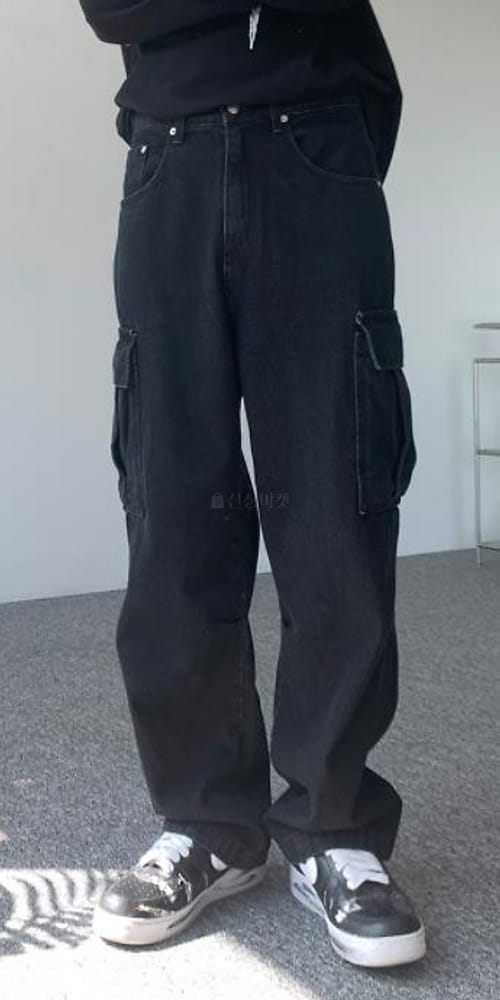 EARN - Korean Children Fashion - #Kfashion4kids - Black Denim Washing Cargo Jeans - 2