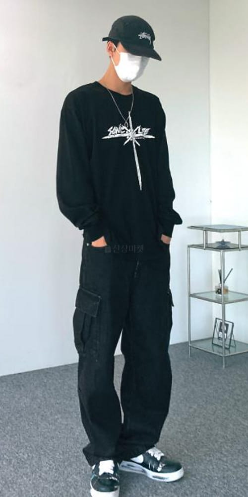 EARN - Korean Children Fashion - #Kfashion4kids - Black Denim Washing Cargo Jeans - 4