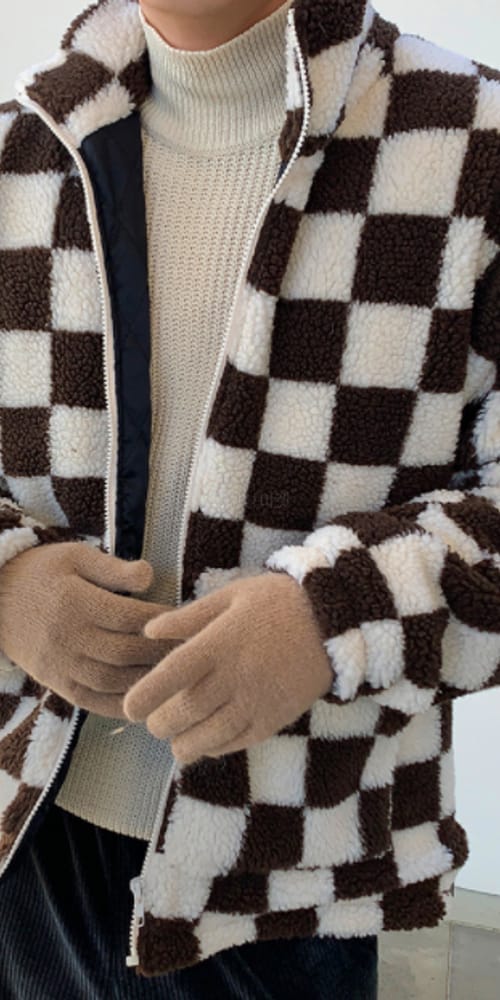 EARN - Korean Children Fashion - #Kfashion4kids - Checker Board Fleece Jumper - 6