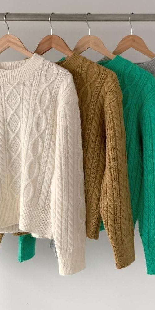 FLOW IN - Korean Children Fashion - #Kfashion4kids - Cable Round Knit Tee