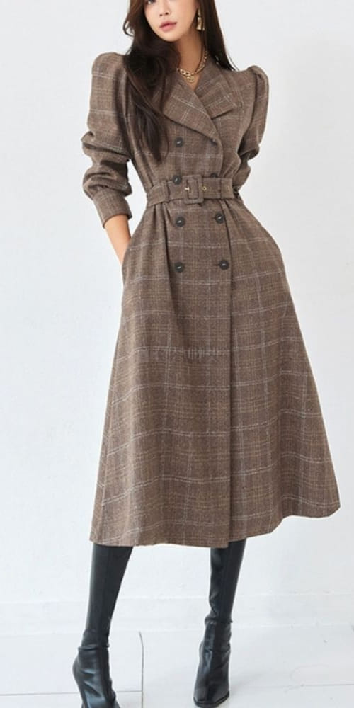 GRATIA - Korean Children Fashion - #Kfashion4kids - Vin Check Long Coat One-piece
