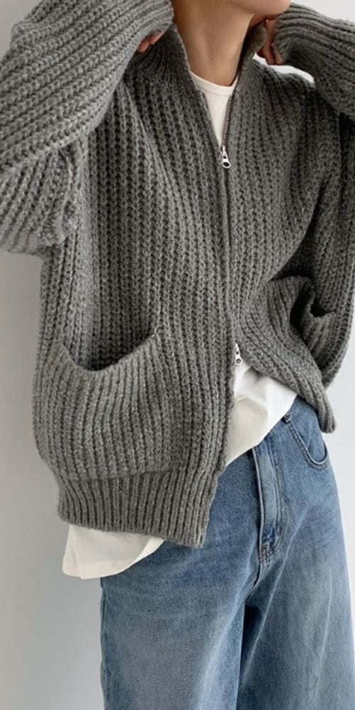 GROVE - Korean Children Fashion - #Kfashion4kids - Zip-up Knit Tee - 4