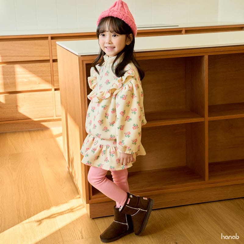 HANAB - Korean Children Fashion - #Kfashion4kids - Flower Fleece Top Bottom Set - 10