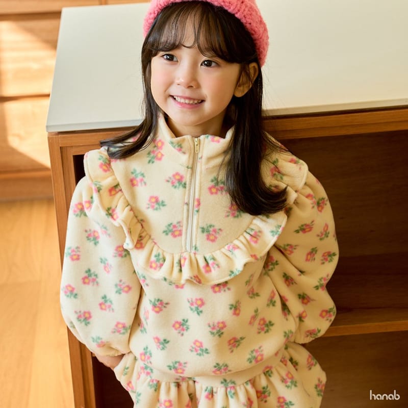 HANAB - Korean Children Fashion - #Kfashion4kids - Flower Fleece Top Bottom Set - 12