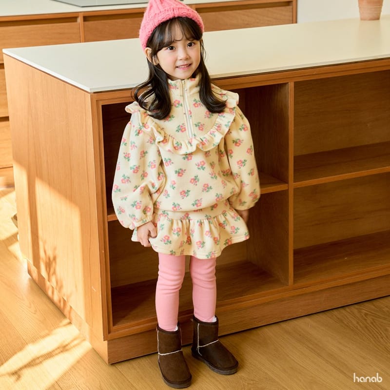 HANAB - Korean Children Fashion - #Kfashion4kids - Flower Fleece Top Bottom Set - 3