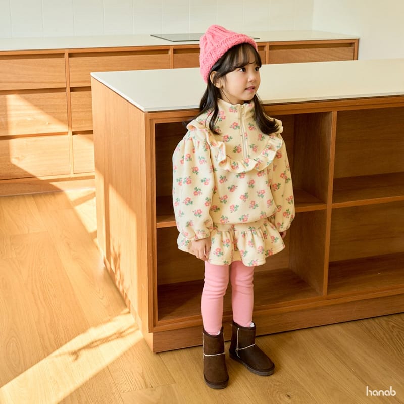 HANAB - Korean Children Fashion - #Kfashion4kids - Flower Fleece Top Bottom Set - 8