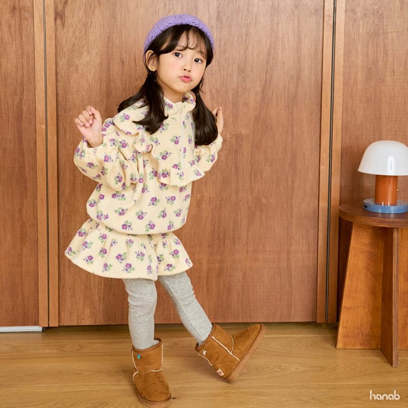 HANAB - Korean Children Fashion - #Kfashion4kids - Flower Fleece Top Bottom Set - 9