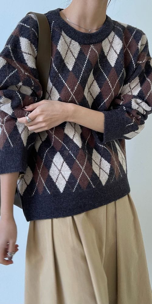 IMAGINE - Korean Children Fashion - #Kfashion4kids - Argyle Knit Tee - 3