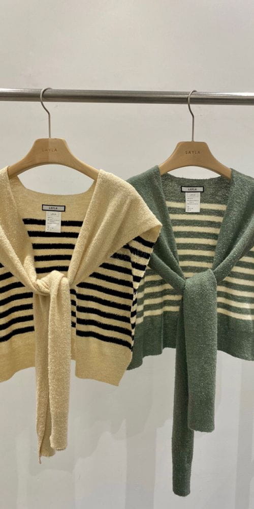 LAYLA - Korean Children Fashion - #Kfashion4kids - Stripes Knit Shawl - 4