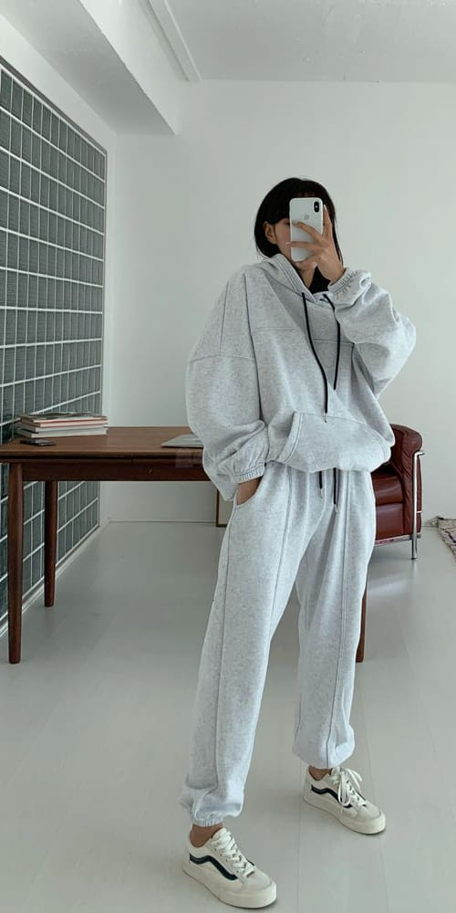 LEOPARD - Korean Children Fashion - #Kfashion4kids - Fleece Stitch Hoody Jogger Pants Set