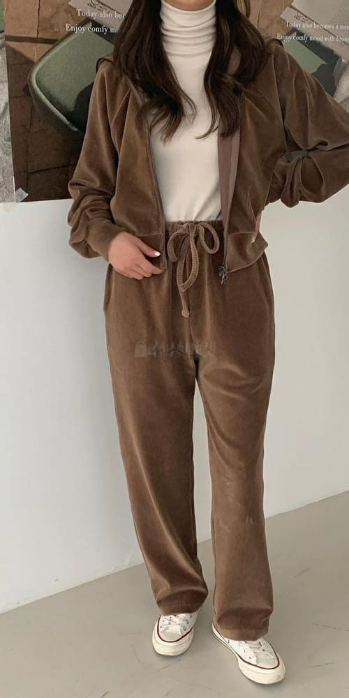 LIKE MORE - Korean Children Fashion - #Kfashion4kids - Veloure rIb Top Bottom Set - 3