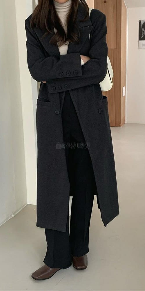 LIKE MORE - Korean Children Fashion - #Kfashion4kids - Herringbone Double Long Coat - 4