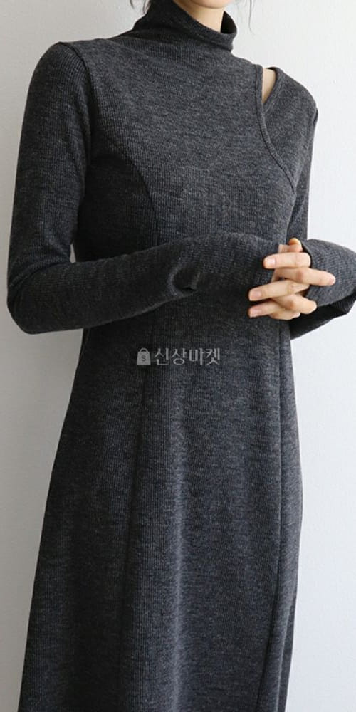LIKE MORE - Korean Children Fashion - #Kfashion4kids - Warmer Slit Turtleneck One-piece