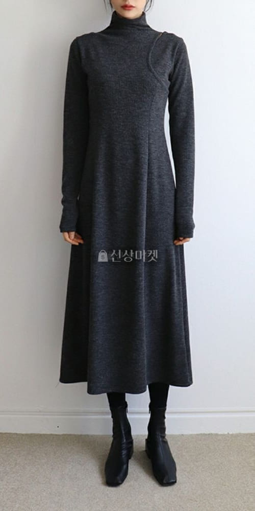 LIKE MORE - Korean Children Fashion - #Kfashion4kids - Warmer Slit Turtleneck One-piece - 2
