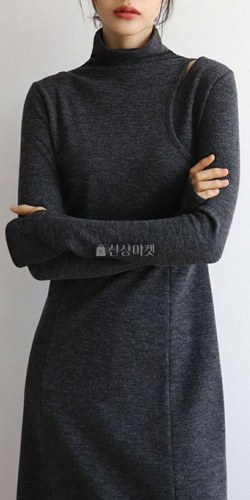 LIKE MORE - Korean Children Fashion - #Kfashion4kids - Warmer Slit Turtleneck One-piece - 3