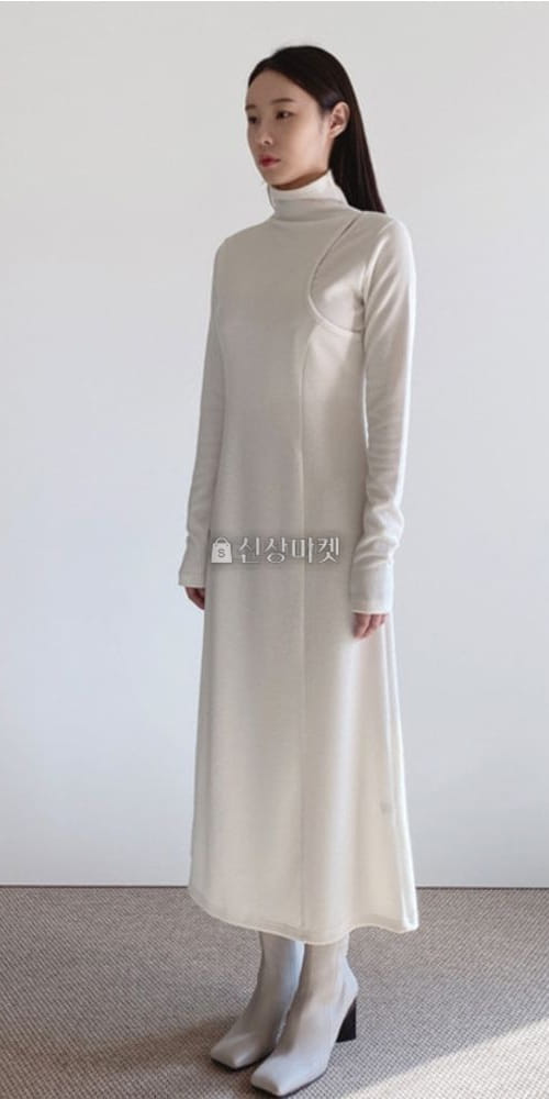 LIKE MORE - Korean Children Fashion - #Kfashion4kids - Slit Warmer Turtleneck One-piece