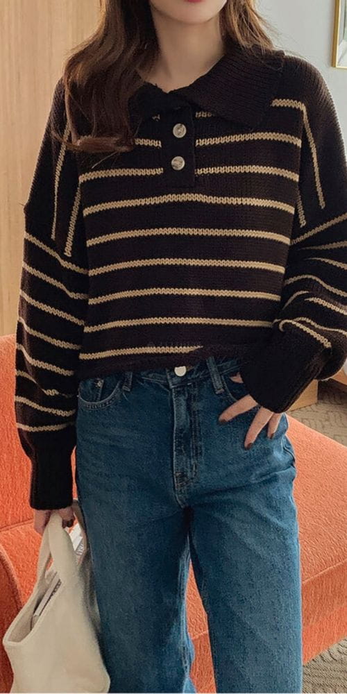 LOWELL - Korean Children Fashion - #Kfashion4kids - Stripes Crop Knit Tee - 3