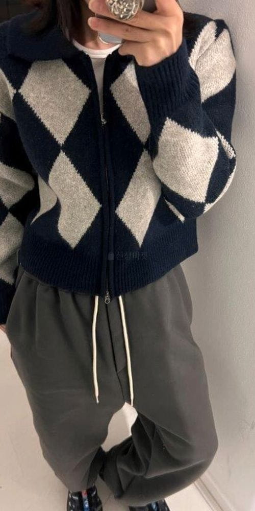 MAINT - Korean Children Fashion - #Kfashion4kids - Argyle Zip-up Jacket