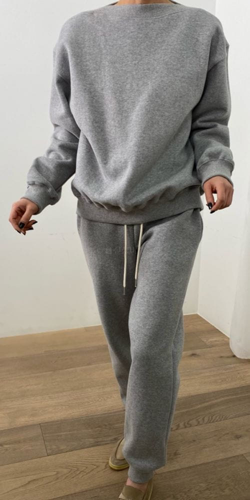 MERRY J - Korean Children Fashion - #Kfashion4kids - Fleece Boat Neck Top Bottom Set - 3