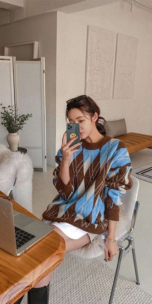 MOCHA - Korean Children Fashion - #Kfashion4kids - Cash Argyle Knit Tee