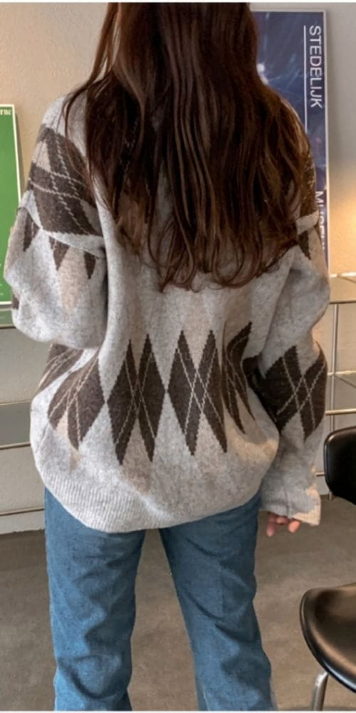 MOCHA - Korean Children Fashion - #Kfashion4kids - Cash Argyle Knit Tee - 4