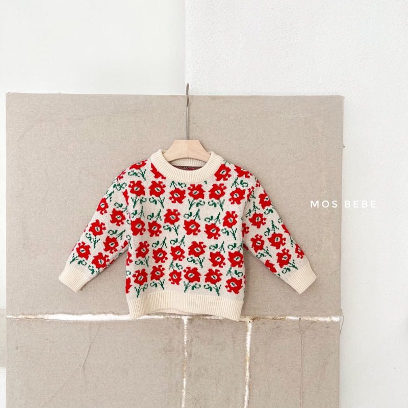 MOS BEBE - Korean Children Fashion - #Kfashion4kids - Hubis Flower Knit Tee