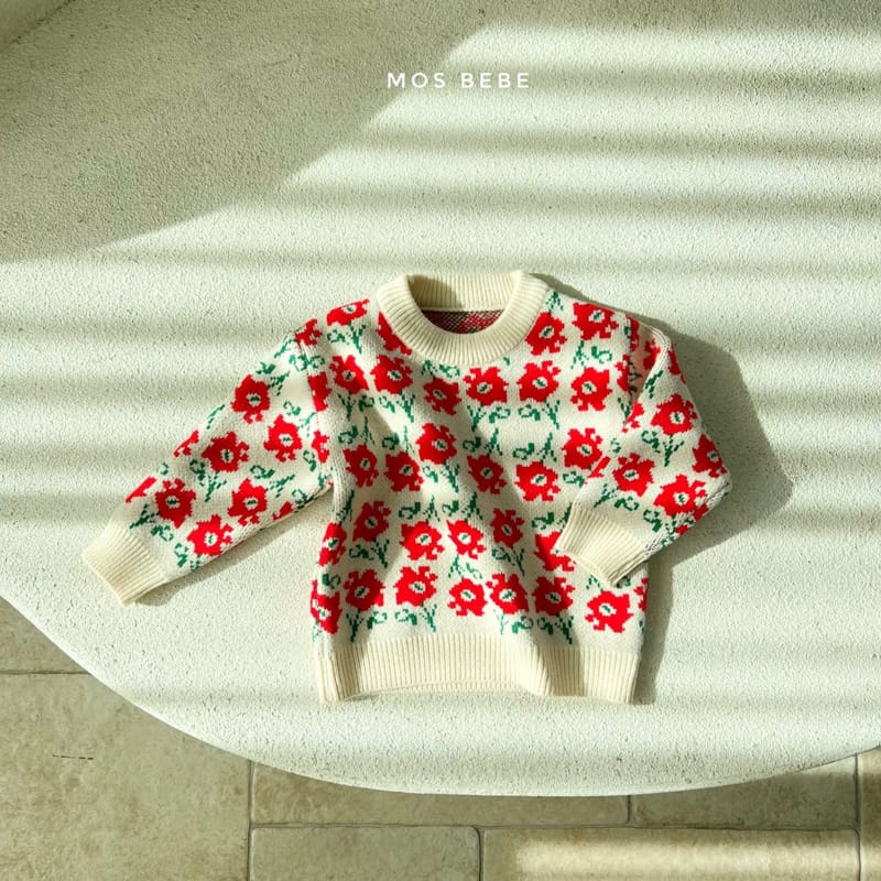 MOS BEBE - Korean Children Fashion - #Kfashion4kids - Hubis Flower Knit Tee - 4