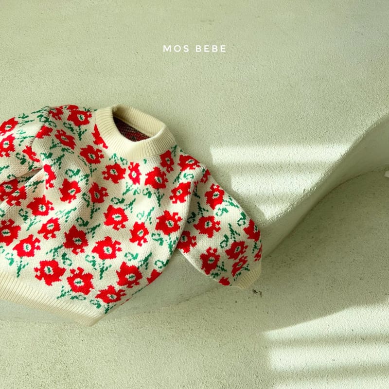 MOS BEBE - Korean Children Fashion - #Kfashion4kids - Hubis Flower Knit Tee - 6