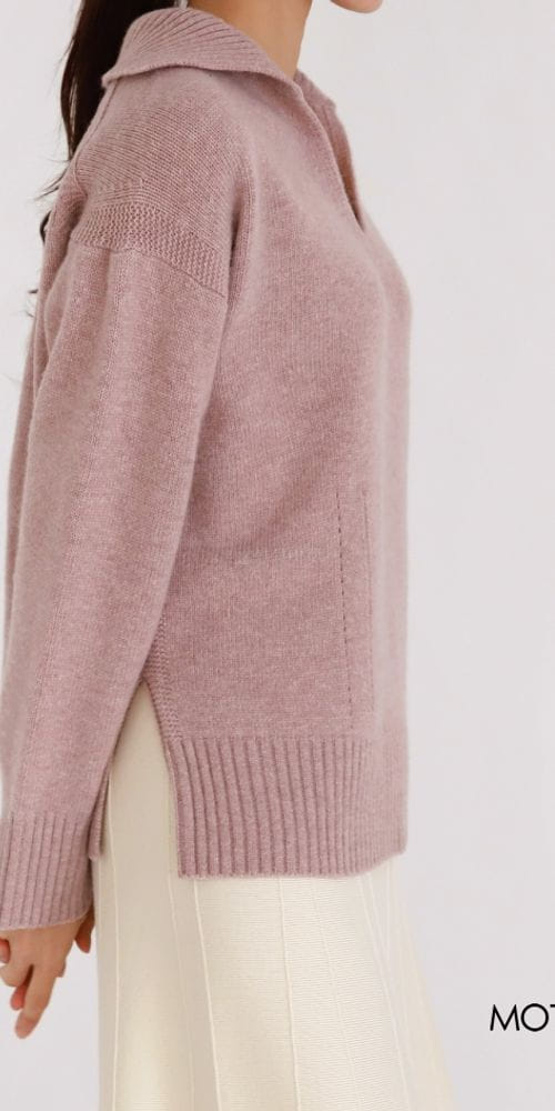 MOTIVE - Korean Children Fashion - #Kfashion4kids - Cash Way Collar Knit Tee - 4